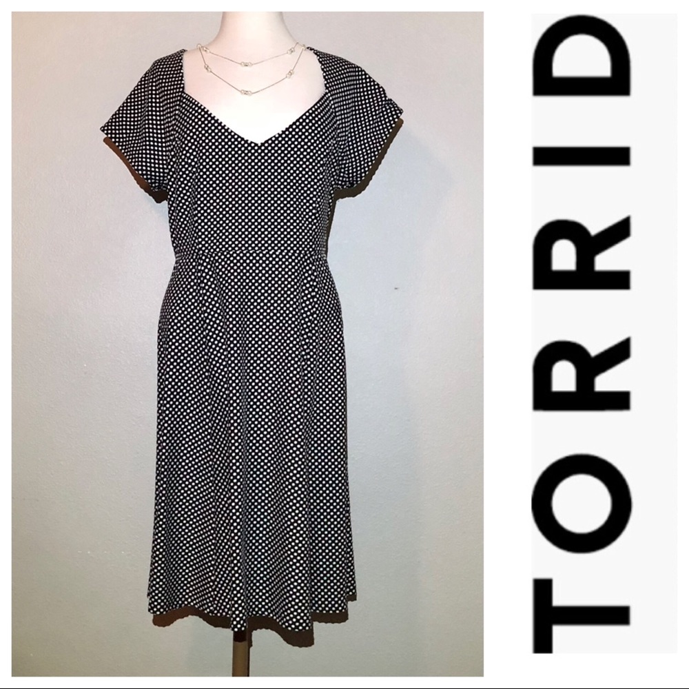 Torrid Black & White Checkered Swing skirt Dress